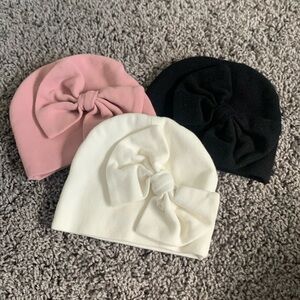 0-6 Month Baby Girl Hats With Bows NWOT
